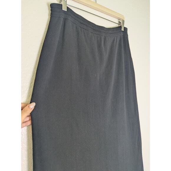 Lauren Ralph Lauren Cotton Black Knit Drawstring Maxi Skirt Women L Capsule - Picture 4 of 12